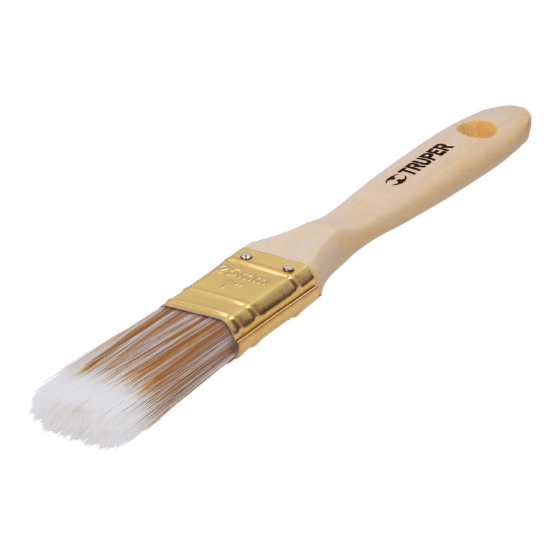 Brocha cerdas sintéticas,mango de madera, corte recto, 1"