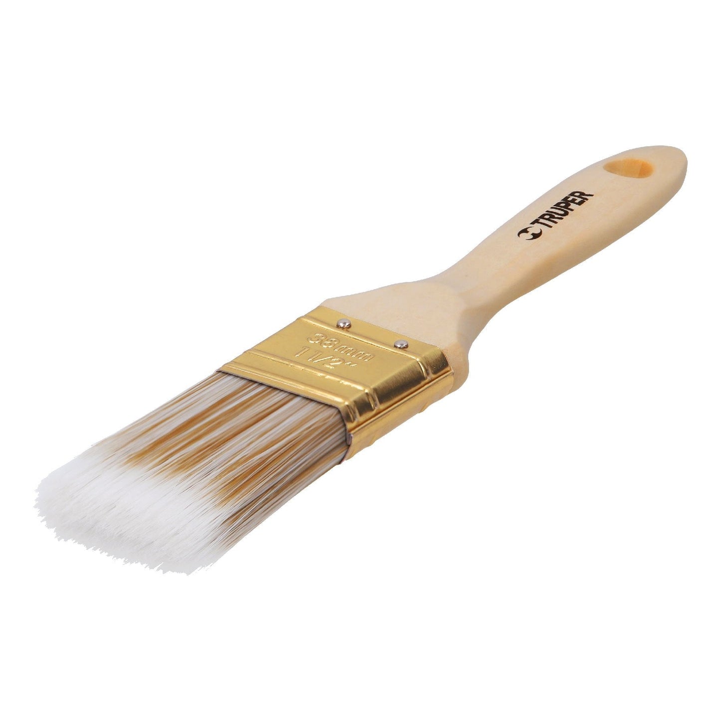 Brocha cerdas sintéticas,mango de madera, corte recto, 1-1/2