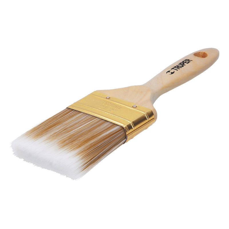 Brocha cerdas sintéticas,mango de madera, corte recto, 2-1/2
