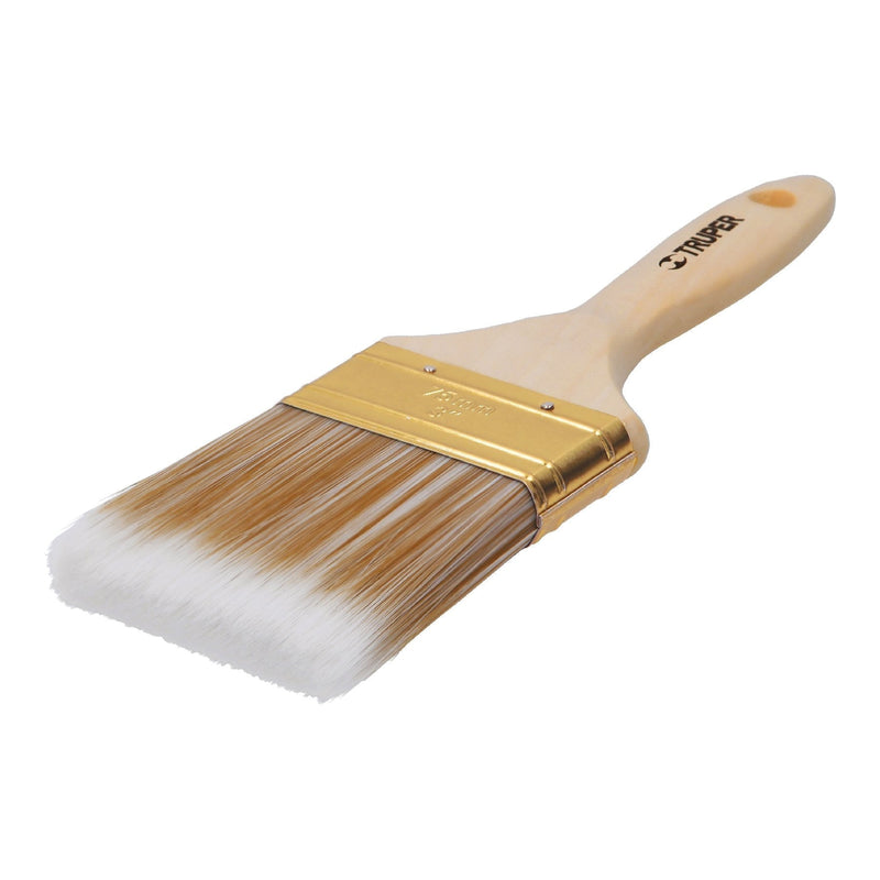 Brocha cerdas sintéticas,mango de madera, corte recto, 3"