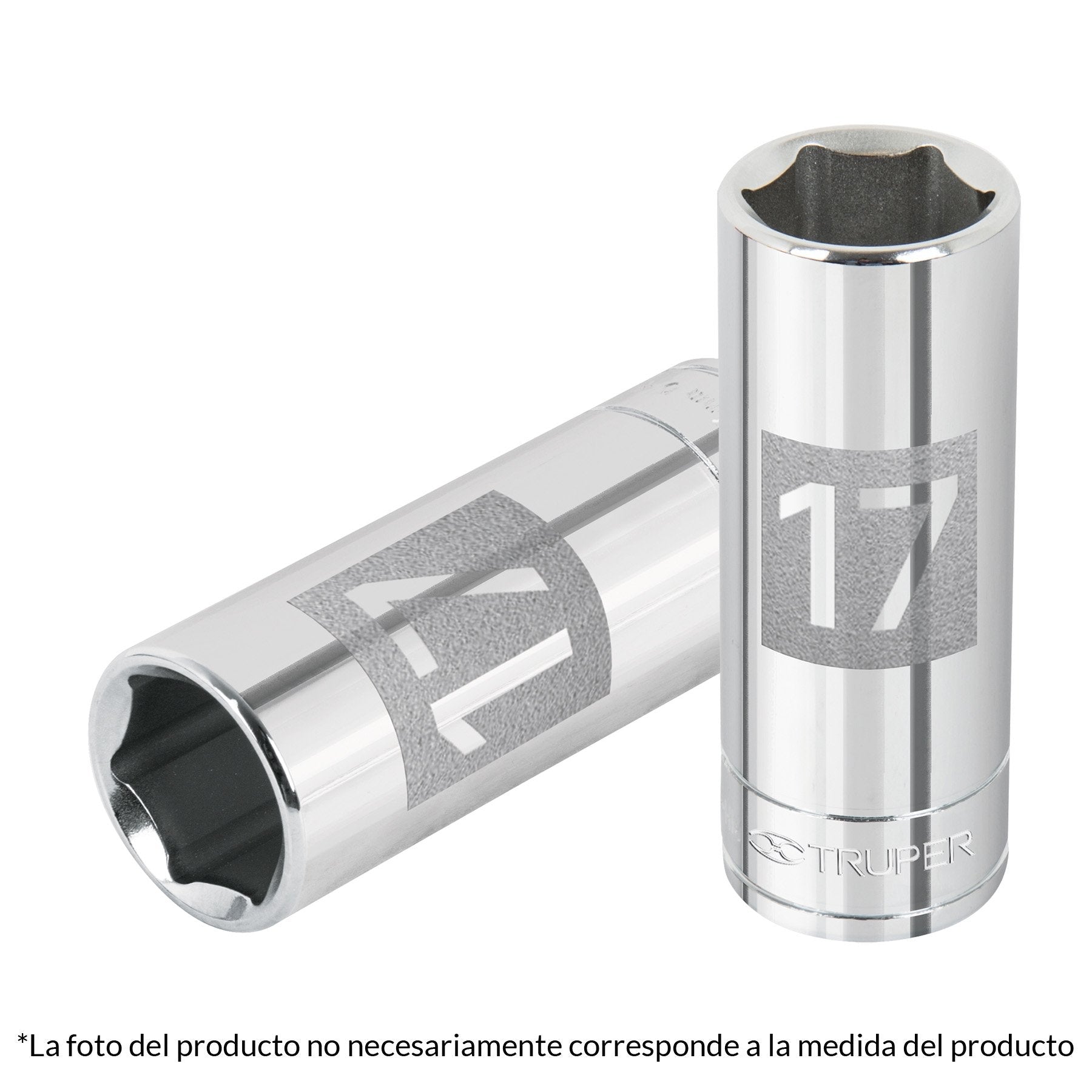 Dado de 6 puntas, largo, cuadro 3/8" de 17mm