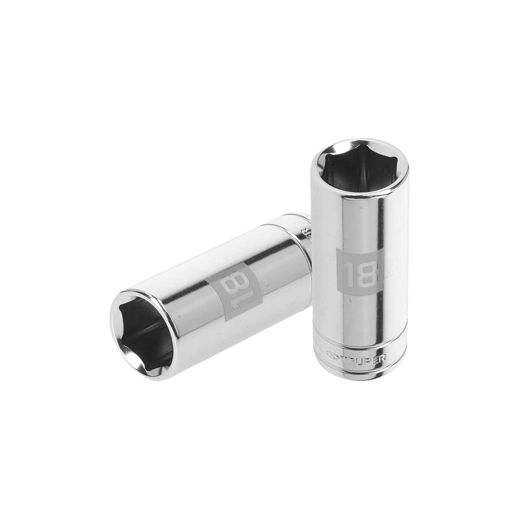 Dado de 6 puntas, largo, cuadro 3/8" de 18mm