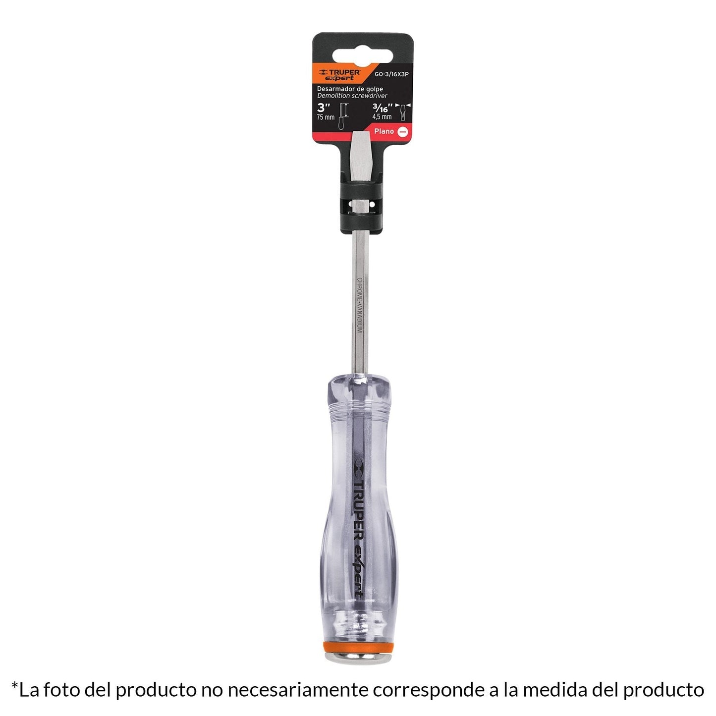 Desarmador de golpe, 3/16x3", plano