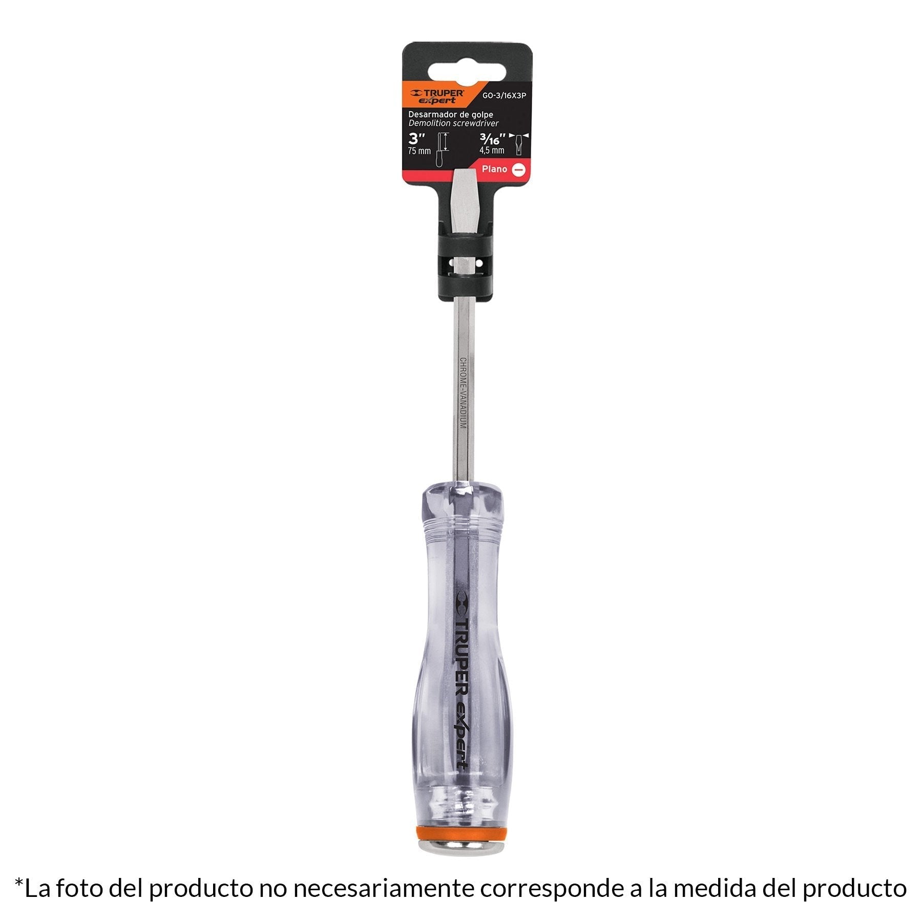 Desarmador de golpe, 3/16x3", plano