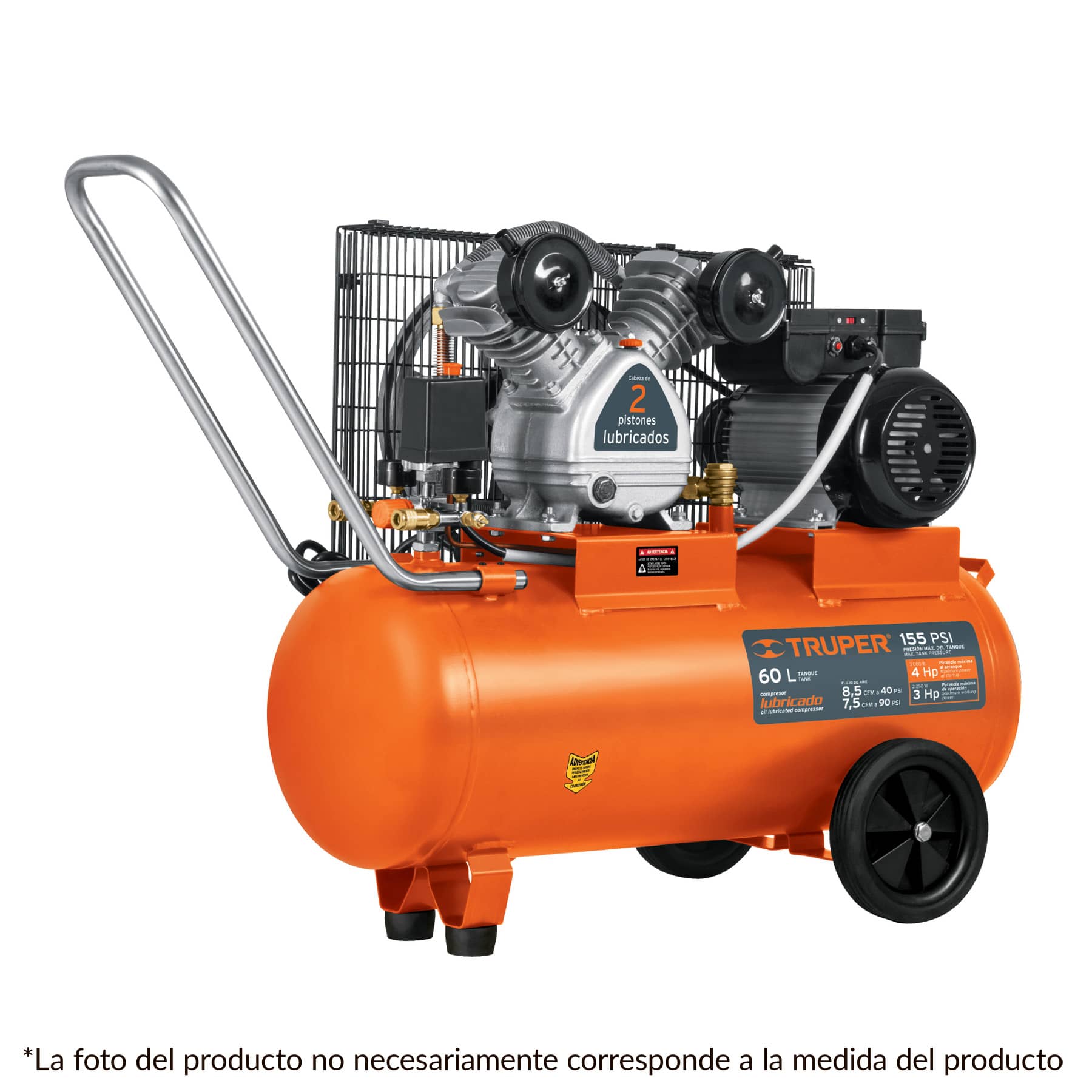 Compresor horizontal 60 L, 4 HP (potencia máxima ), 120 V