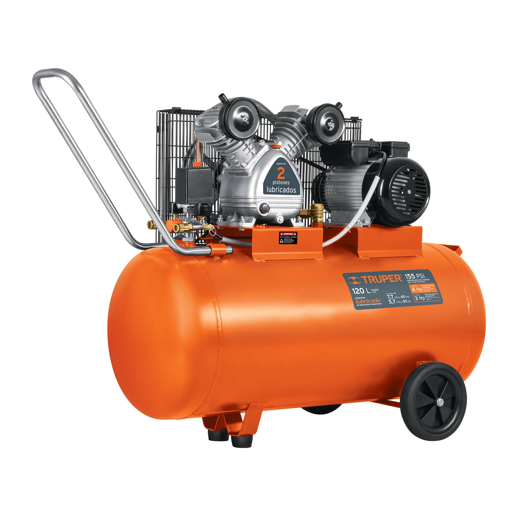 Compresor horizontal 120 L, 4 HP (potencia máxima ), 220 V