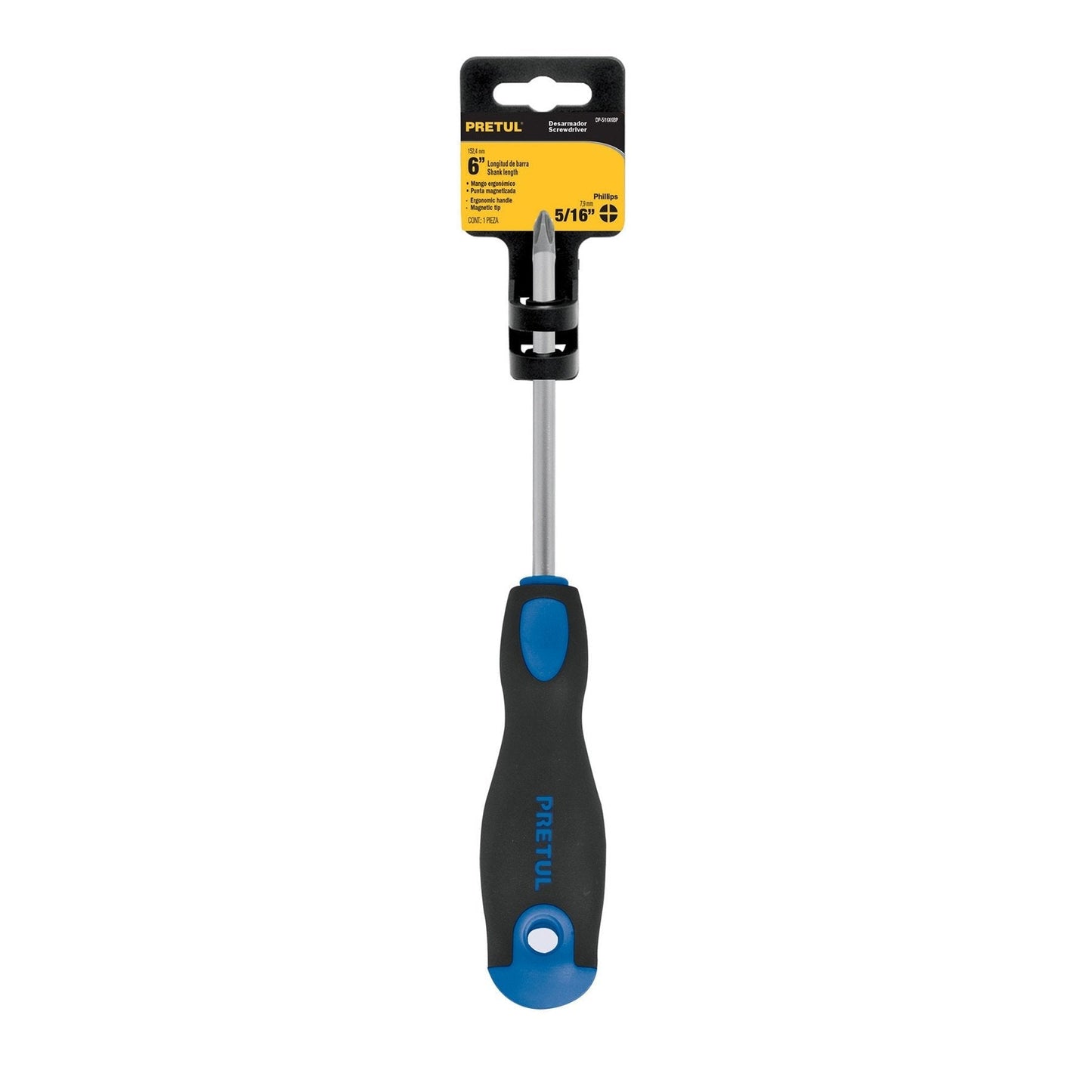 Desarmador punta phillips, 3/16x4", mgo comfort grip, pretul