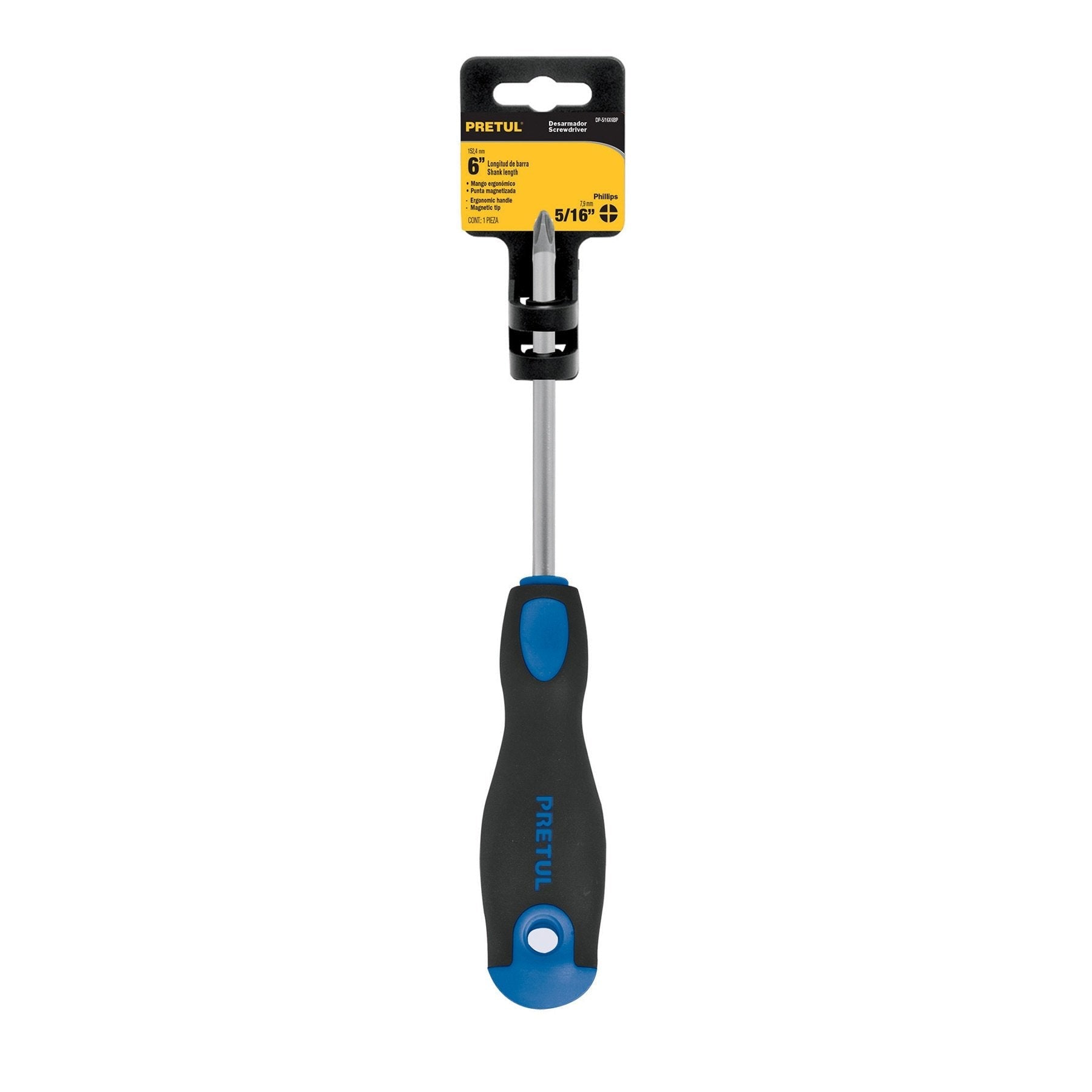 Desarmador punta phillips, 1/4x8", mgo comfort grip, pretul