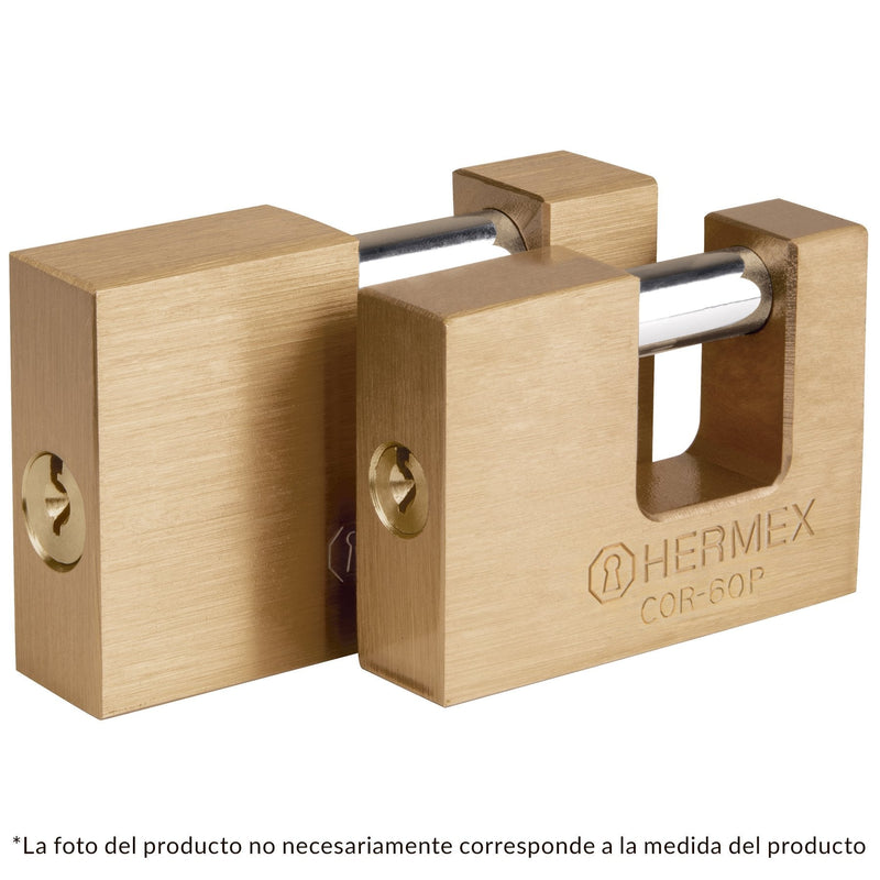 Candado antipalanca, 60mm, cuerpo de latón, Hermex Basic