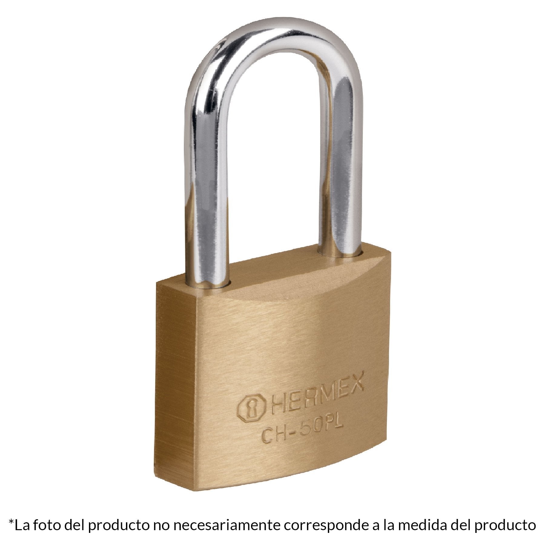 Candado de hierro, 50mm, gancho largo, blister,Hermex Basic