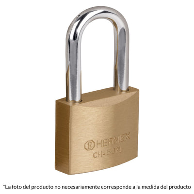 Candado de hierro, 50mm, gancho largo, blister,Hermex Basic