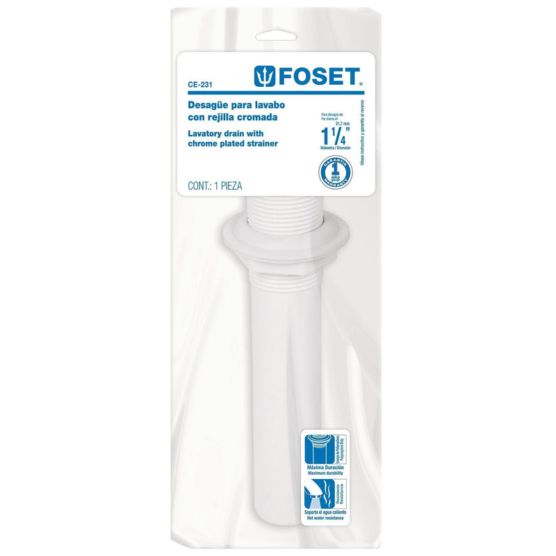 Contra para lavabo c/rebosadero, polipropileno, 1-1/4"