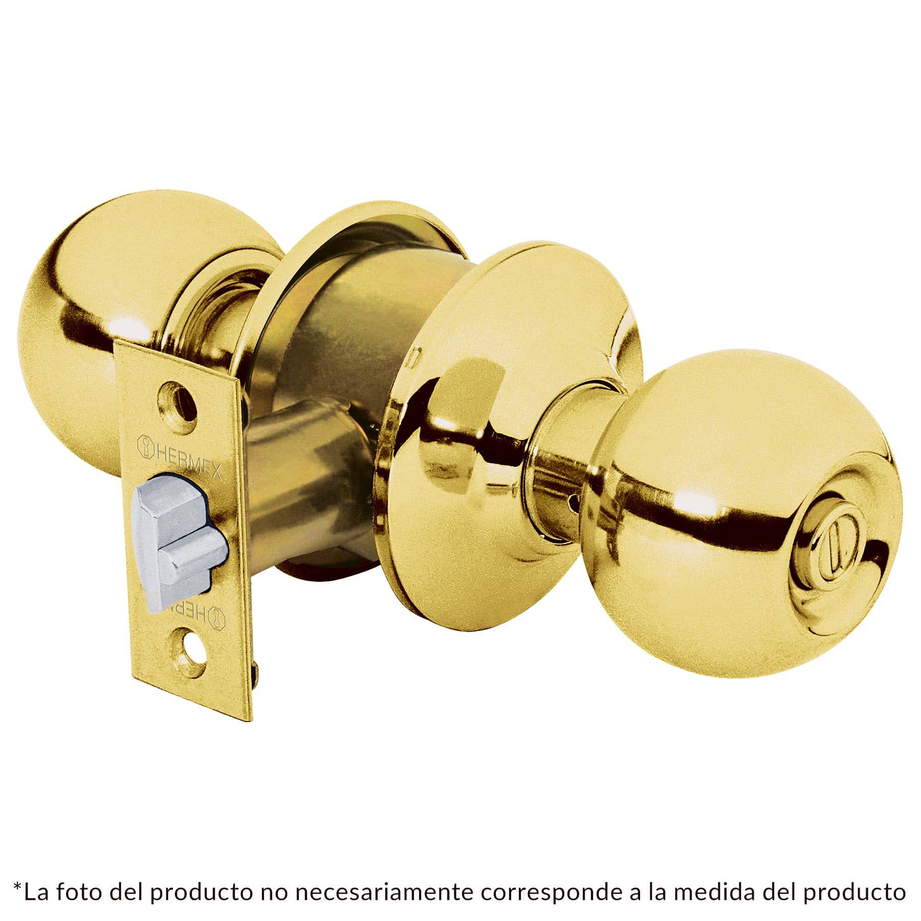Cerradura pomo, latón brillante, esfera, recámara