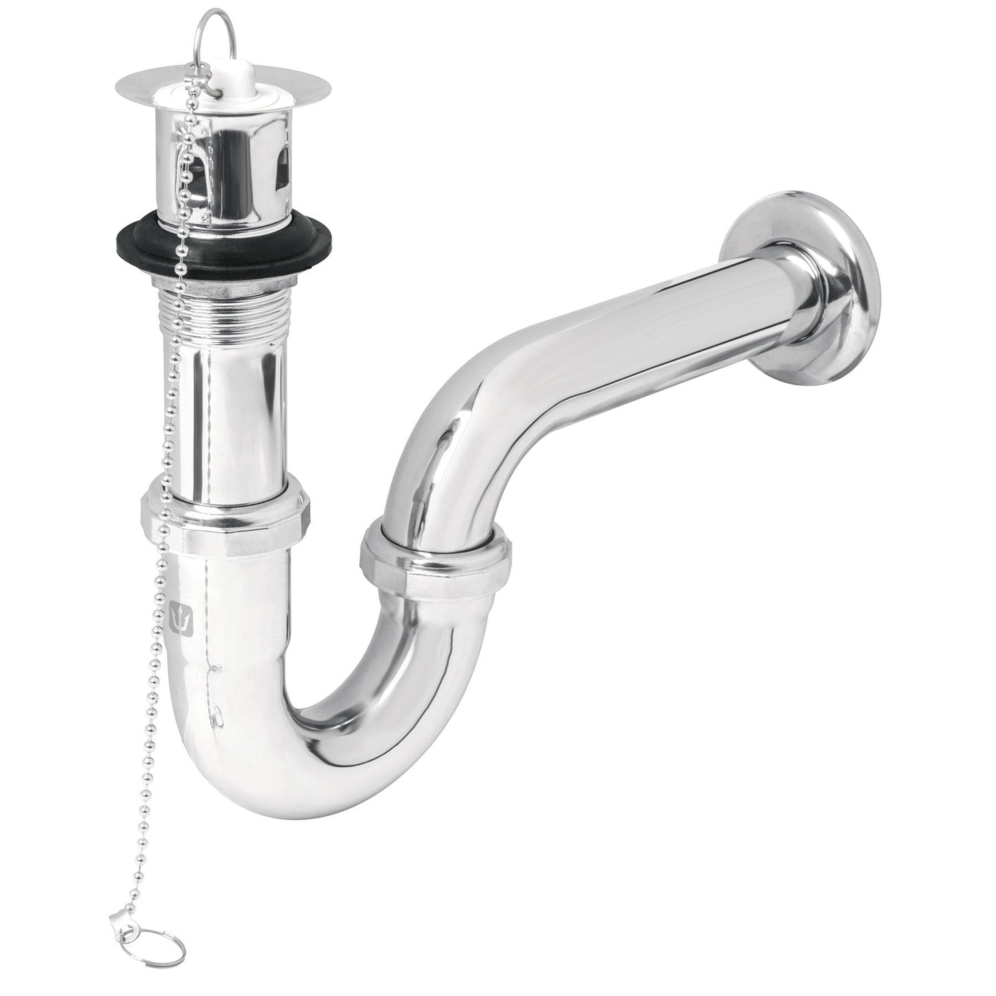 Céspol p/lavabo latón c/contra, tapón y cadena, cromo,1-1/4"