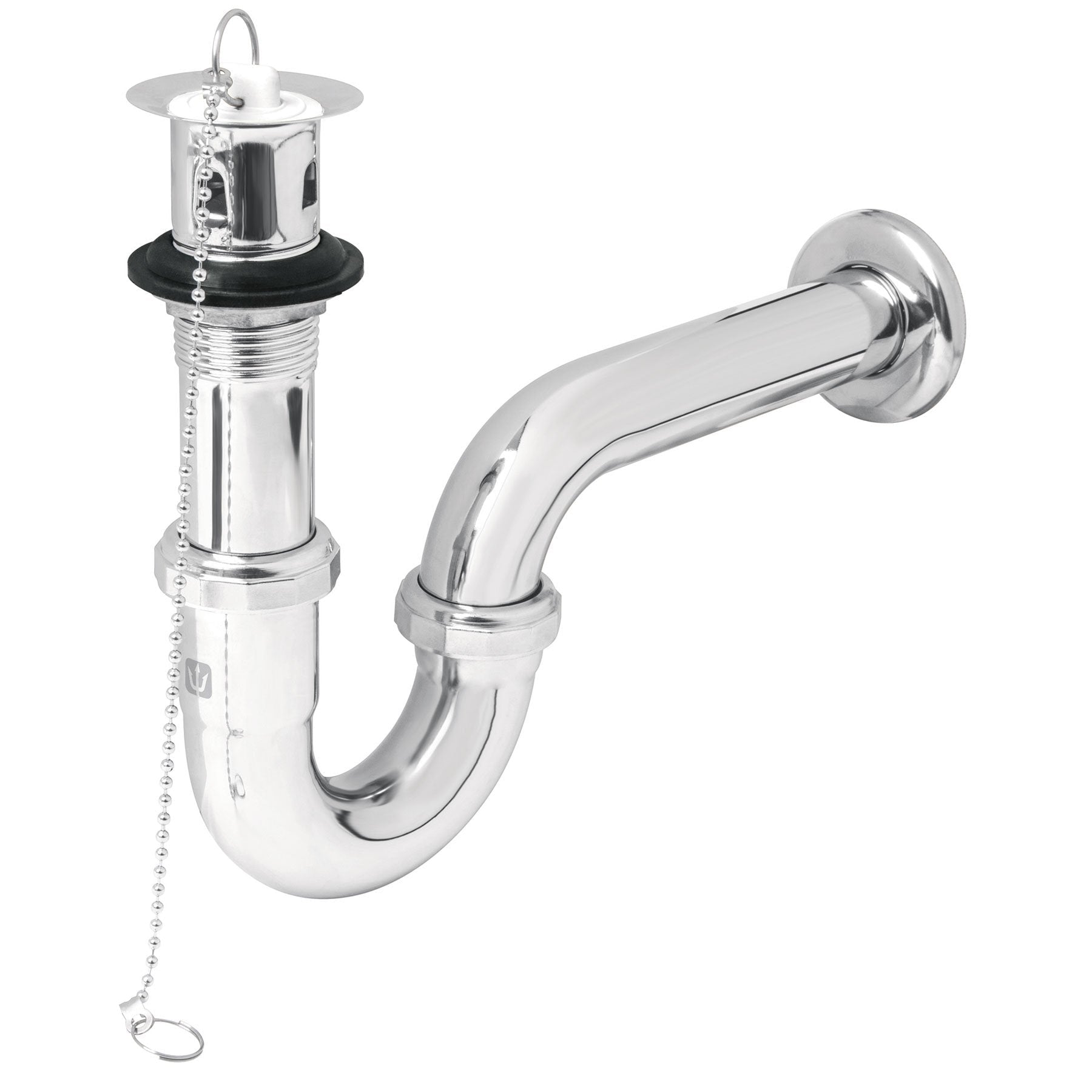Céspol p/lavabo latón c/contra, tapón y cadena, cromo,1-1/4"