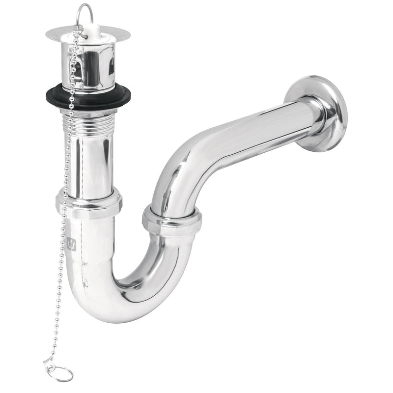 Céspol p/lavabo latón c/contra, tapón y cadena, cromo,1-1/4"