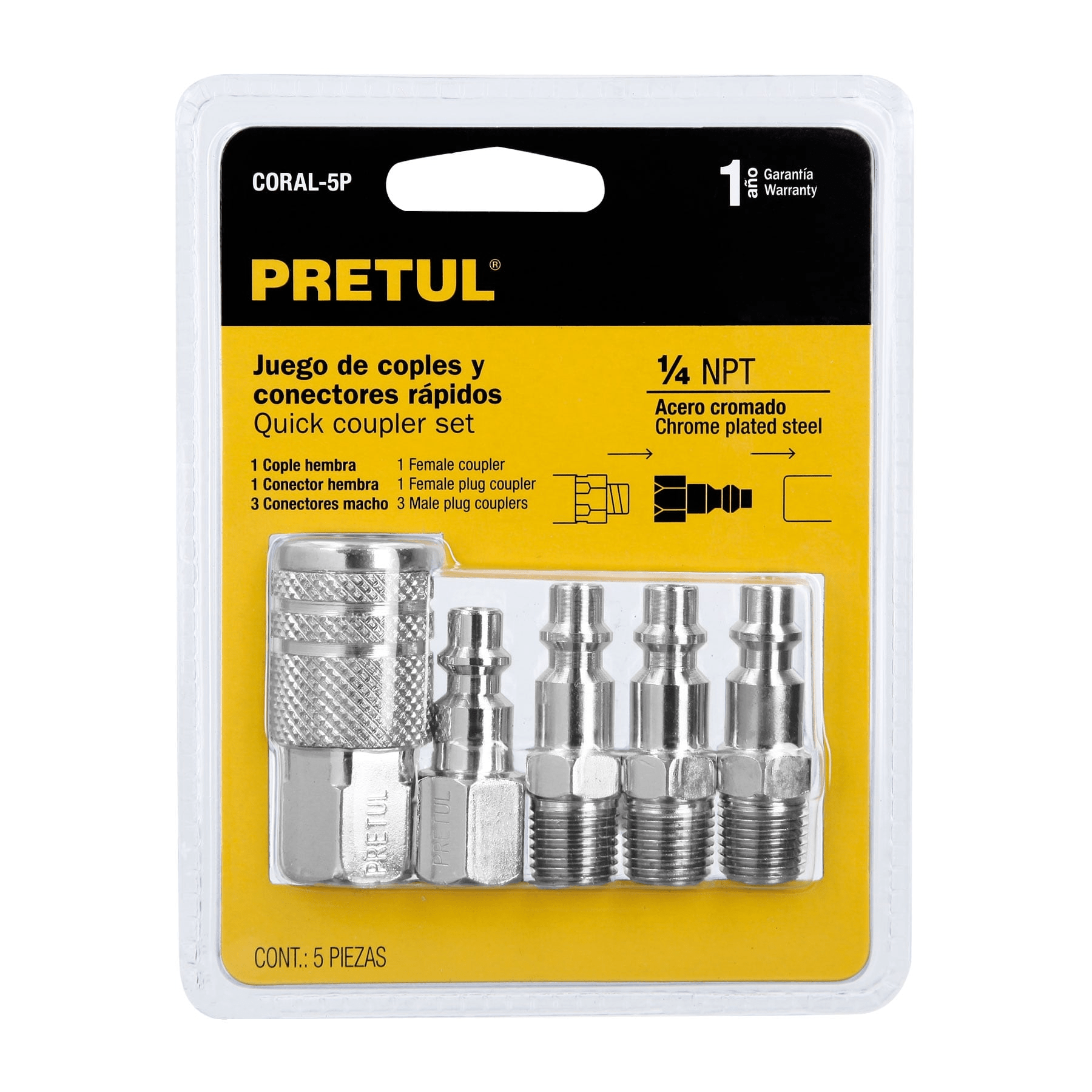 4 conectores y 1 cople para compresor, Pretul