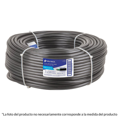 Cable uso rudo, 2 conductores, calibre 12, rollo de 100 m.