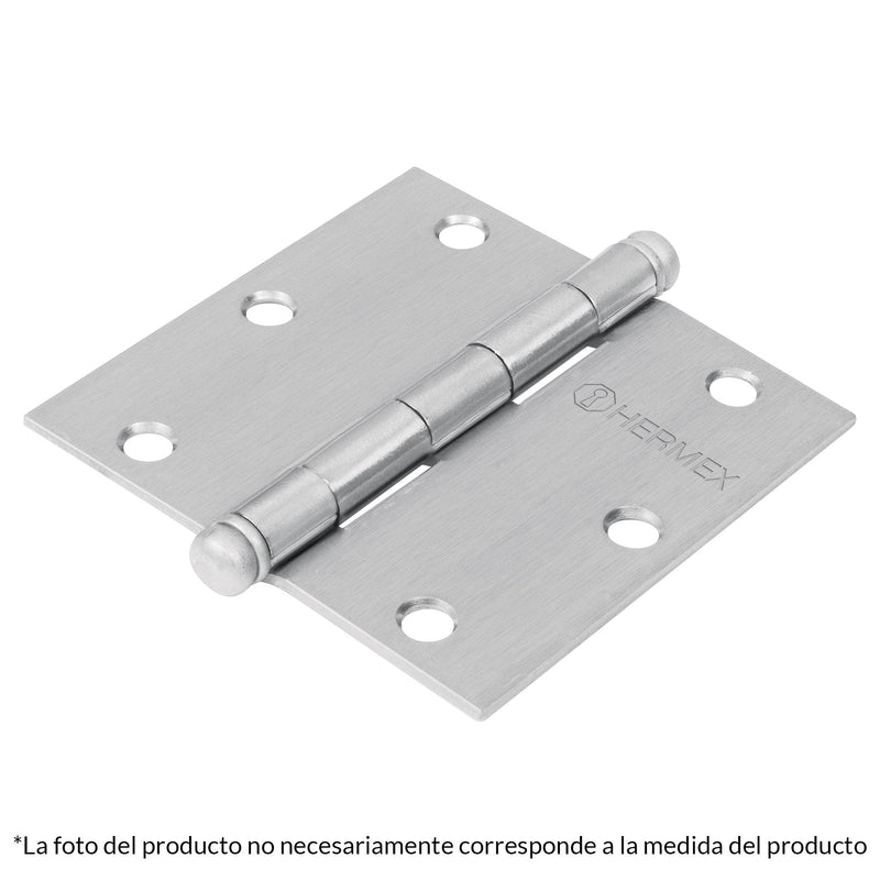 Bisagra cuadrada 2-1/2", acero cromo mate, redonda