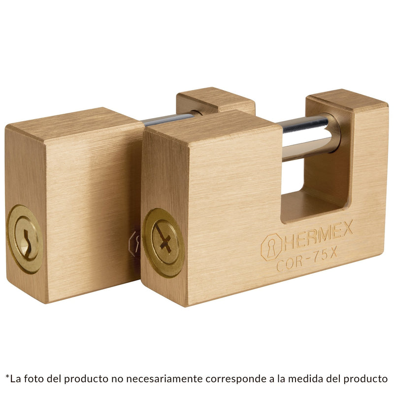 Candado antipalanca, 75mm, cuerpo de latón, llave tetra