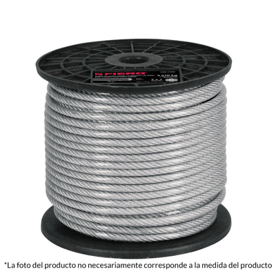 Cable rígido de acero 1/4", recubierto PVC, 7X7, 75 m