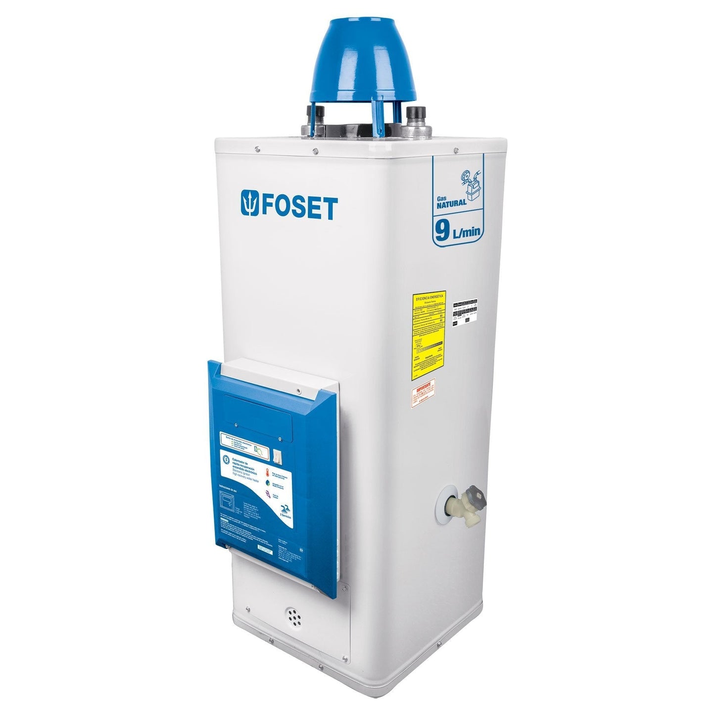 Calentador de Paso, 9L, encendido elect, gas natural, 2 serv