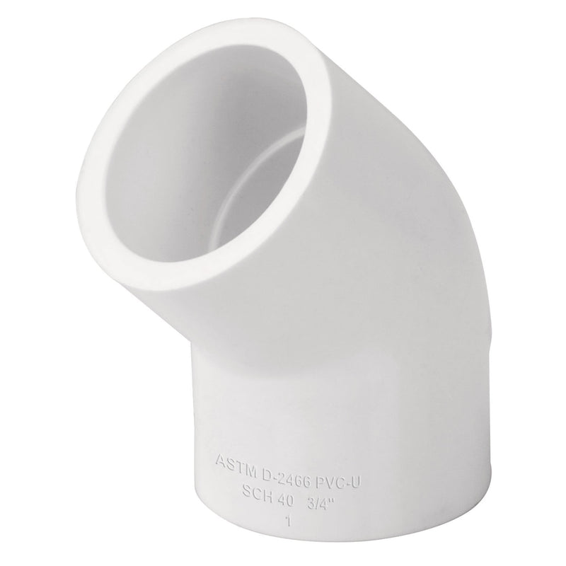 Codo 45° de PVC, 1/2"