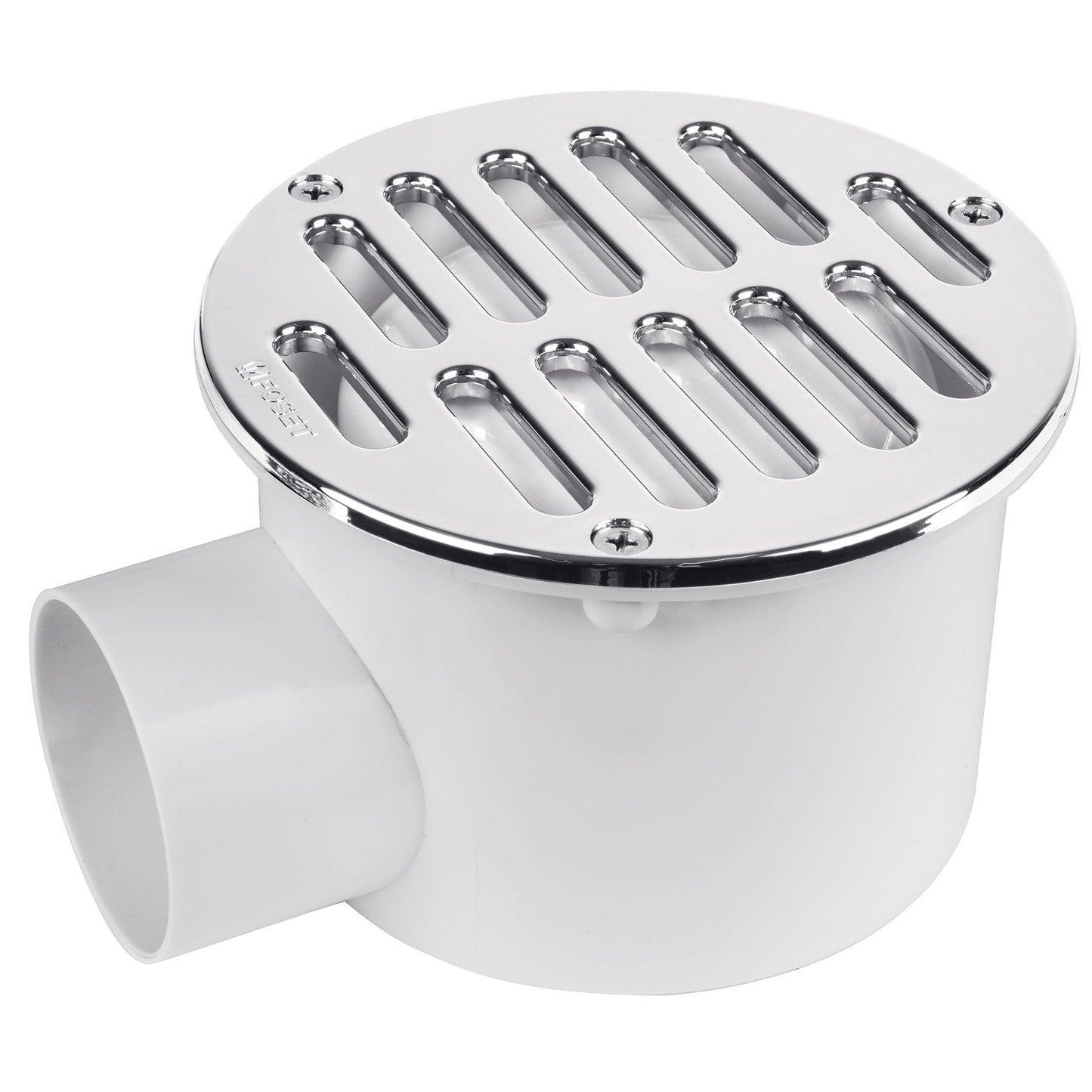 Coladera ABS 5", salida lateral 2", rejilla con 3 tornillos