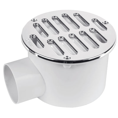 Coladera ABS 5", salida lateral 2", rejilla con 3 tornillos