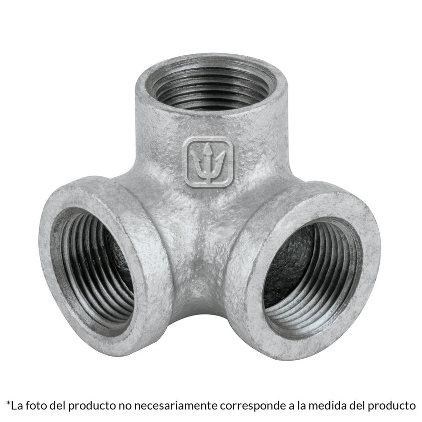Codo rincón, acero galvanizado, 3/4"
