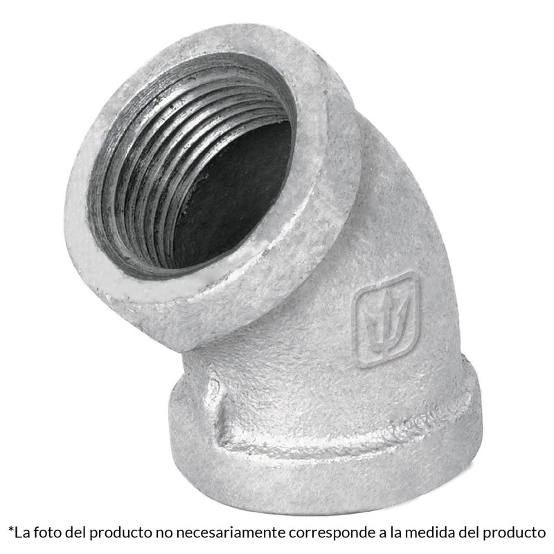 Codo 45° acero galvanizado de 1", FOSET