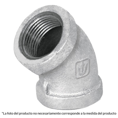 Codo 45° acero galvanizado de 1/2", FOSET