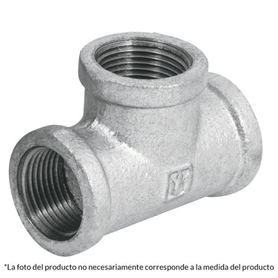 Tee sencilla, acero galvanizado, 3/4"