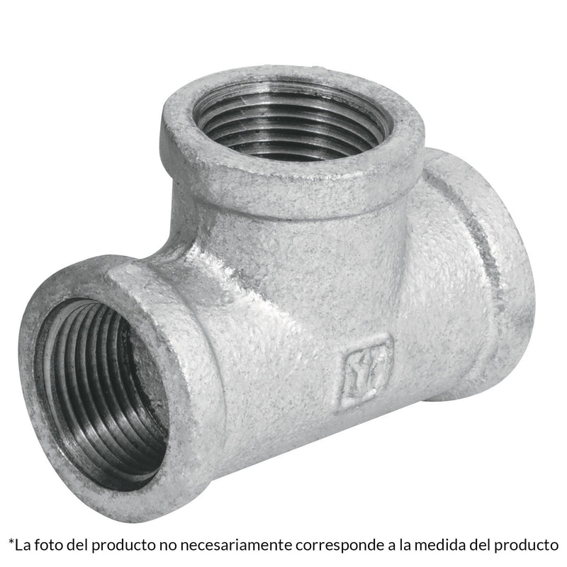 Tee sencilla, acero galvanizado, 3/4"