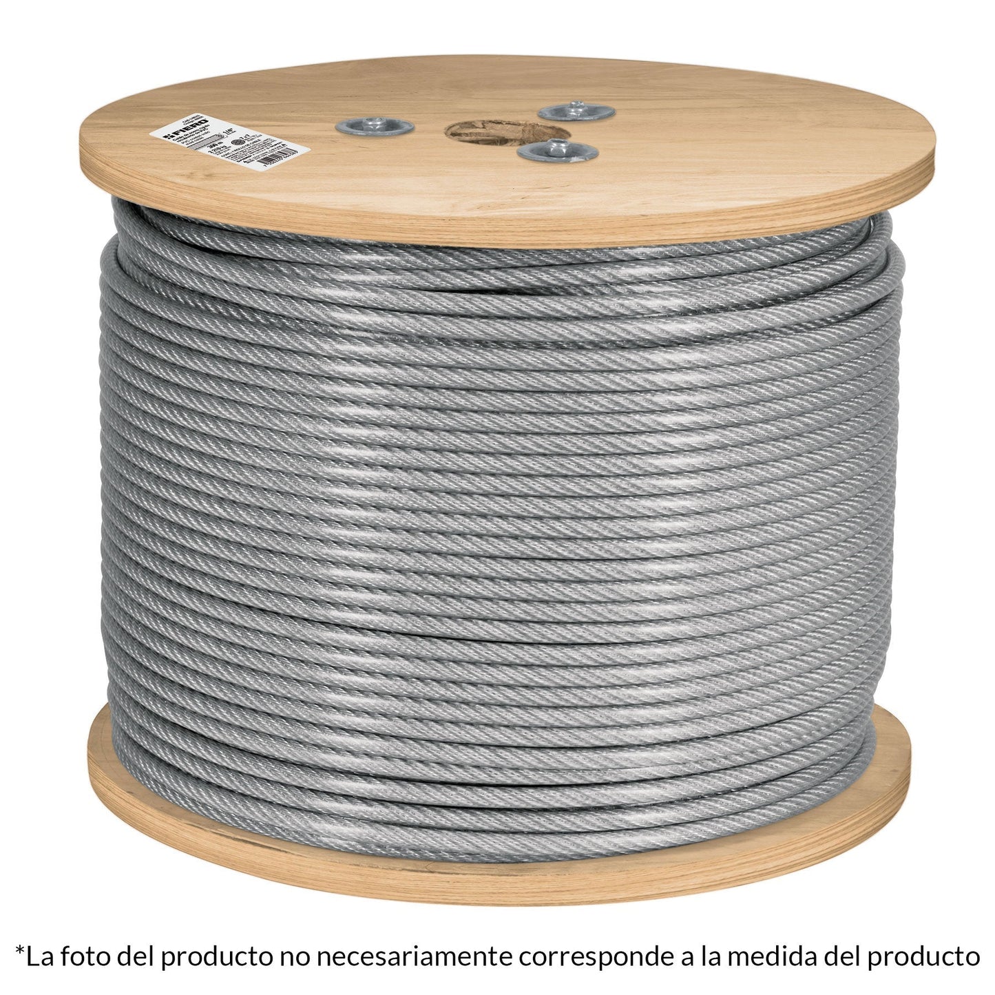 Cable flexible de acero 3/16", recubierto PVC, 7X19, 75 m