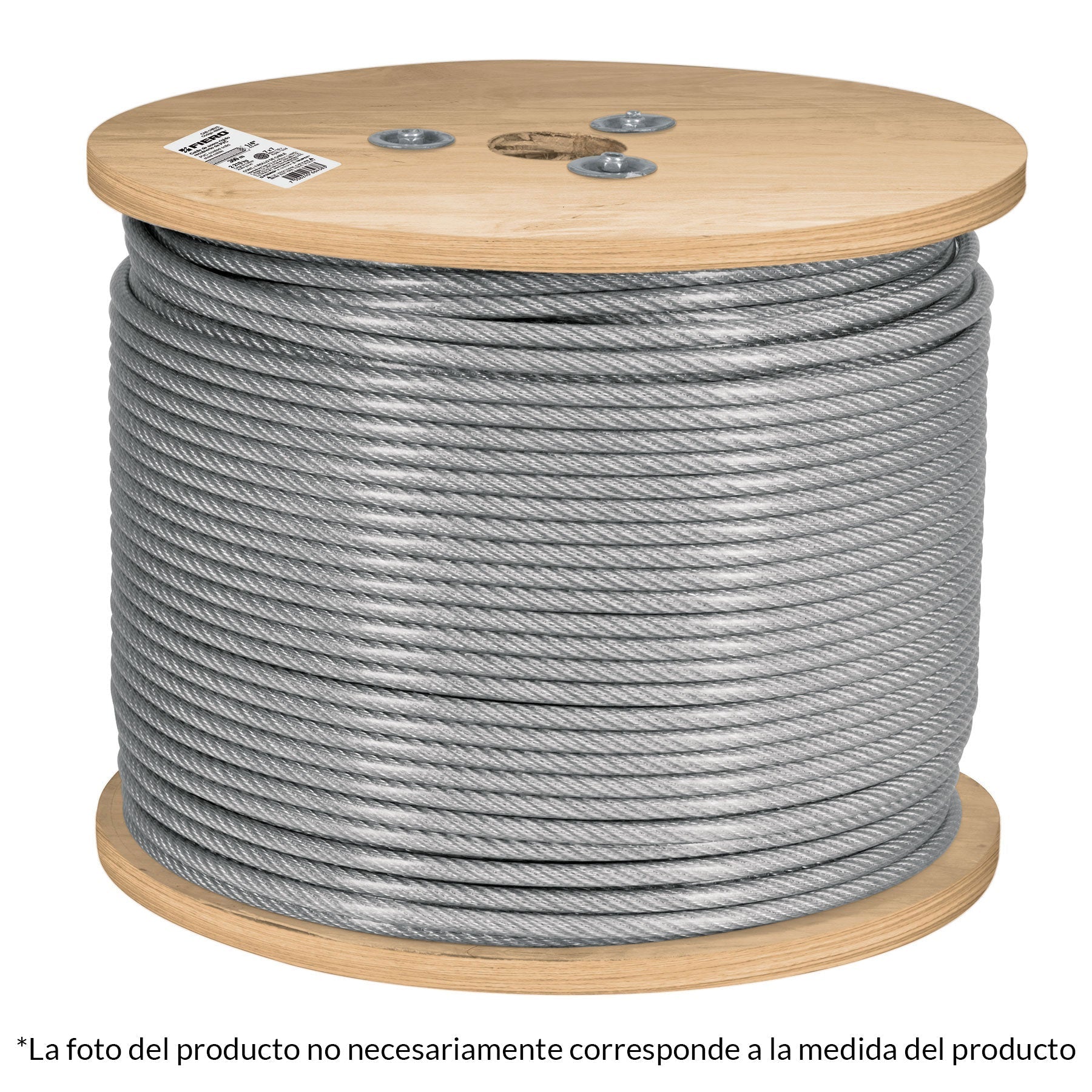Cable flexible de acero 1/4", recubierto PVC, 7X19, 75 m
