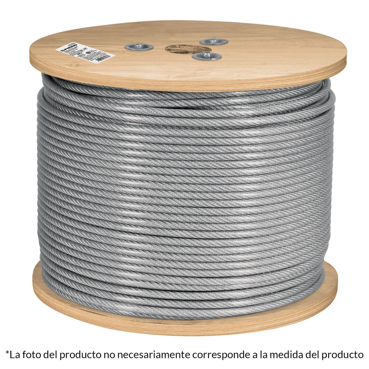 Cable flexible de acero 1/4", recubierto PVC, 7X19, 75 m