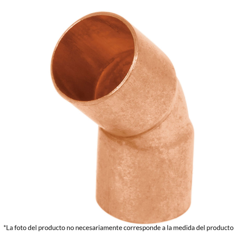 Codo 45° de cobre de 1/2"