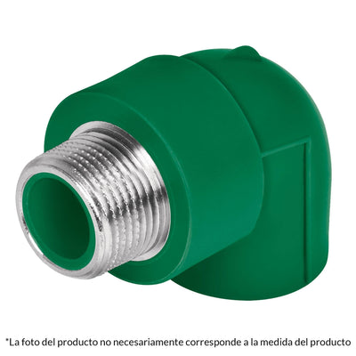 Codo 90° PPR, 1", rosca macho con inserto metálico, FOSET