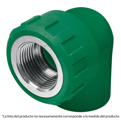 Codo 90° PPR, 3/4", rosca hembra con inserto metálico, FOSET