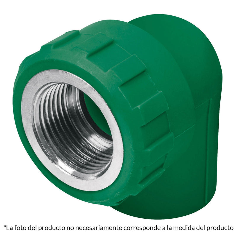 Codo 90° de PPR, 3/4", 25mm, hembra