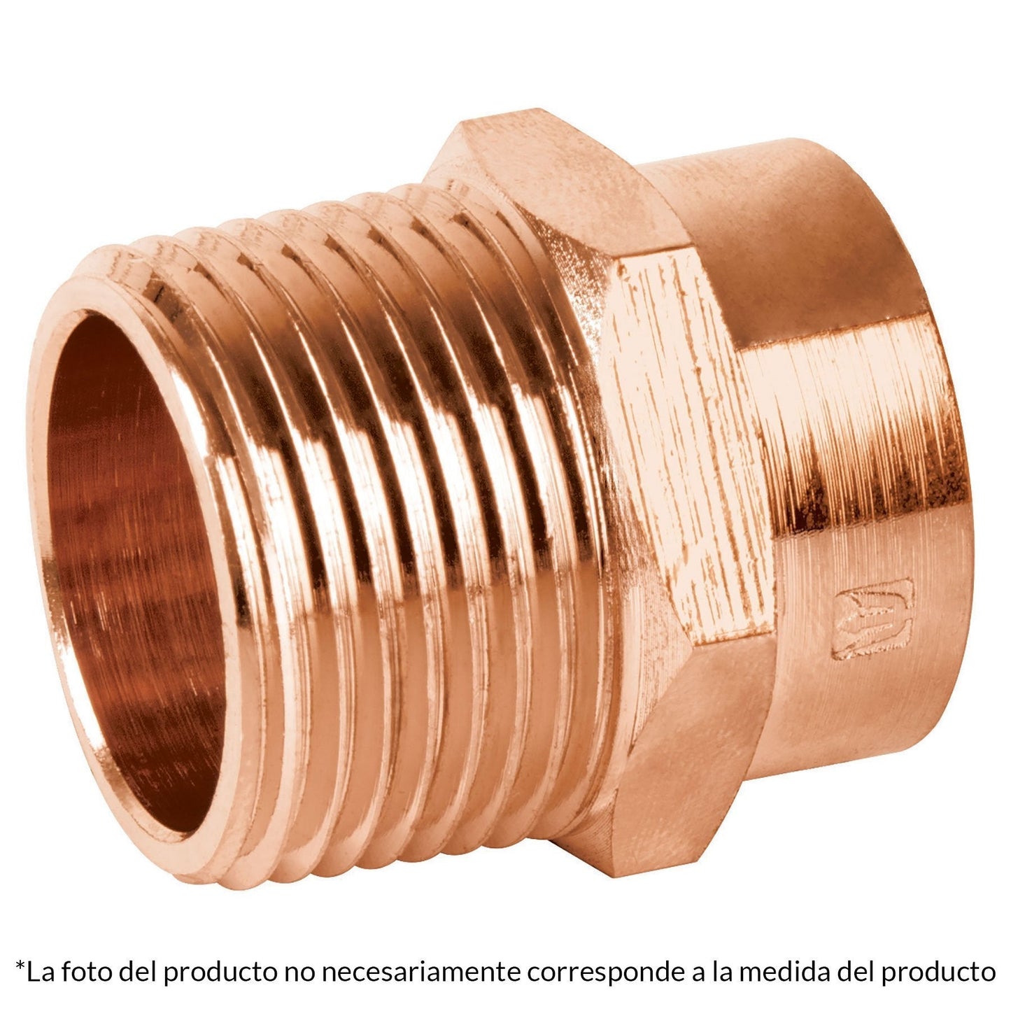 Conector de cobre, rosca exterior 1-1/4"