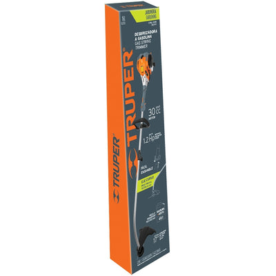 Desbrozadora a gasolina, 30cc, 17" de corte, curva
