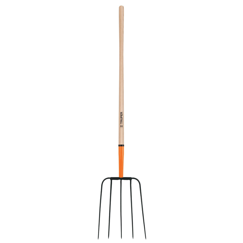 Bieldo para paja, 5 dientes, cabeza grande, mango 48"