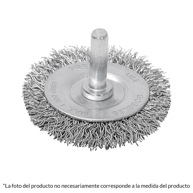 Carda circular 2", alambre grueso, para taladro, pretul