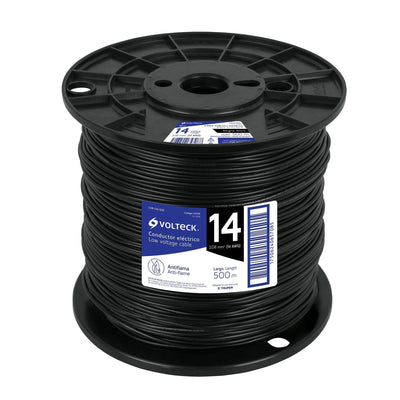 Cable THHW-LS, 14 AWG, negro, bobina 500 m