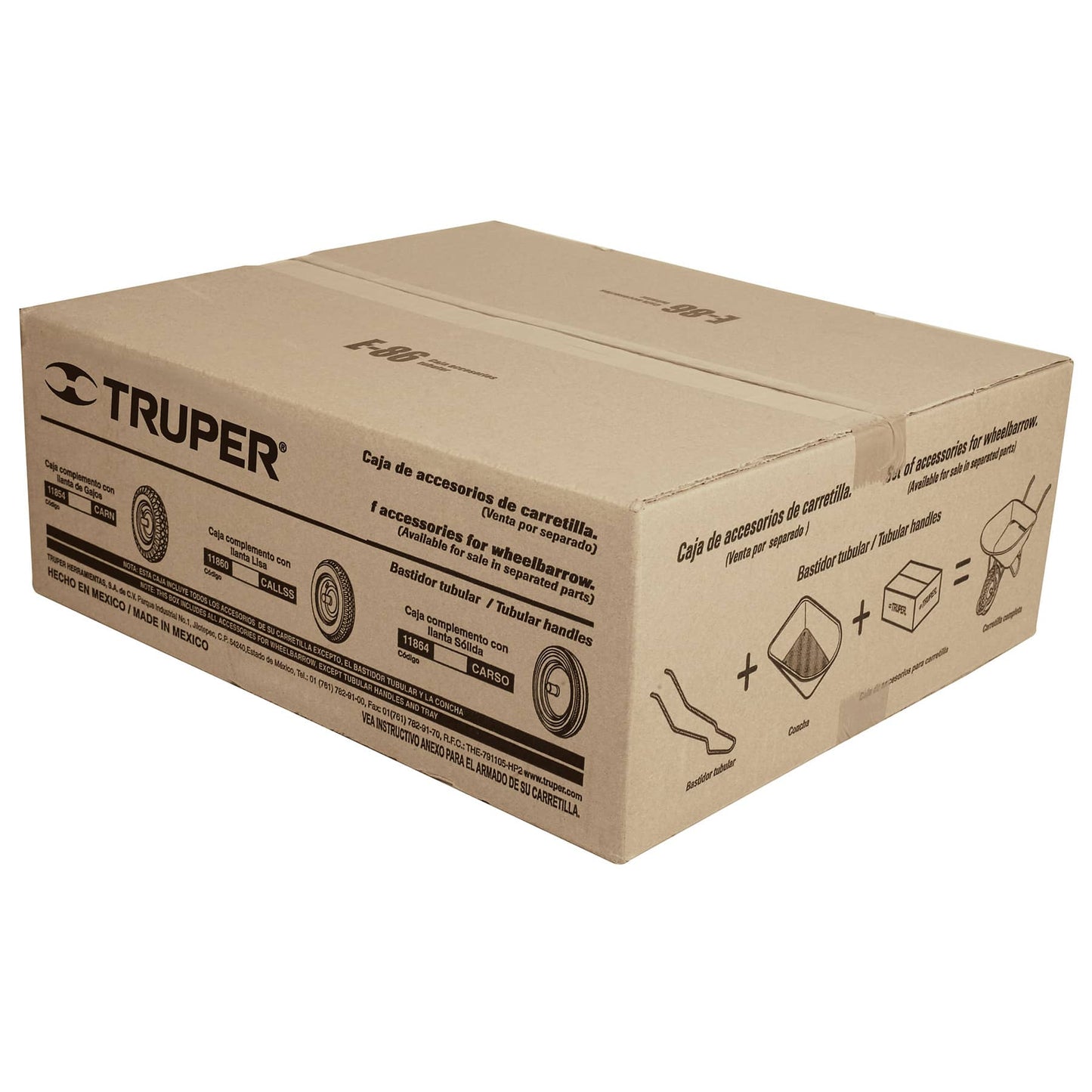Caja con accesorios y llanta reforzada, 16" para carretilla