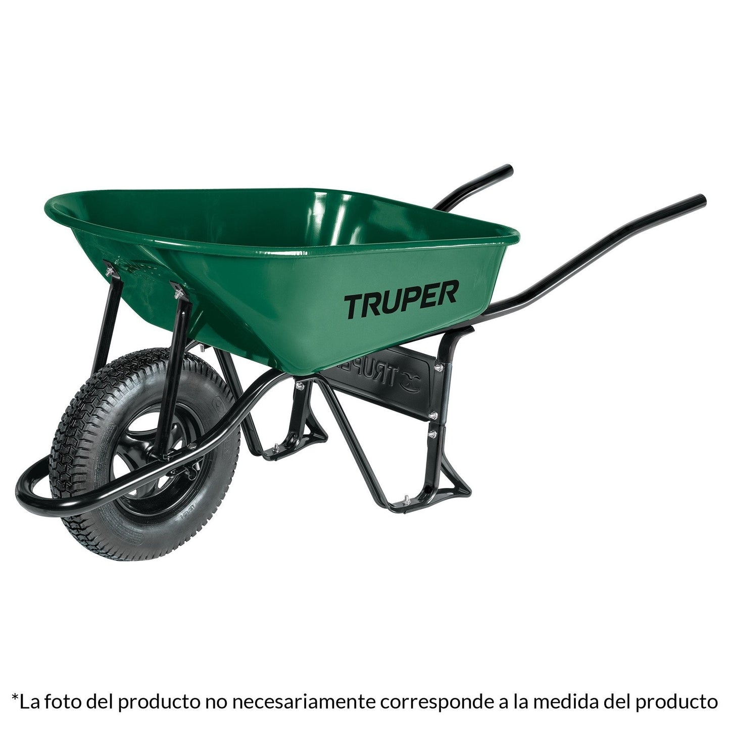 Carretilla 4.75 ft3, bandeja angosta, llanta imponchable