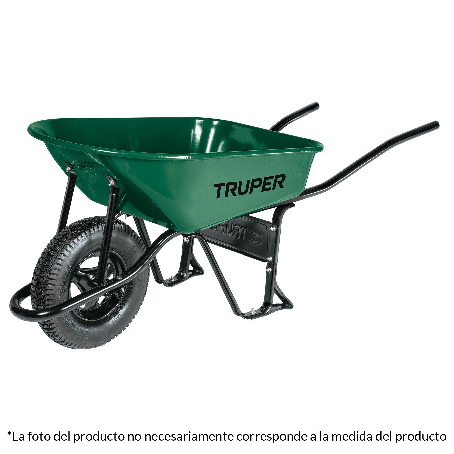 Carretilla 4.75 ft3, bandeja angosta, llanta imponchable