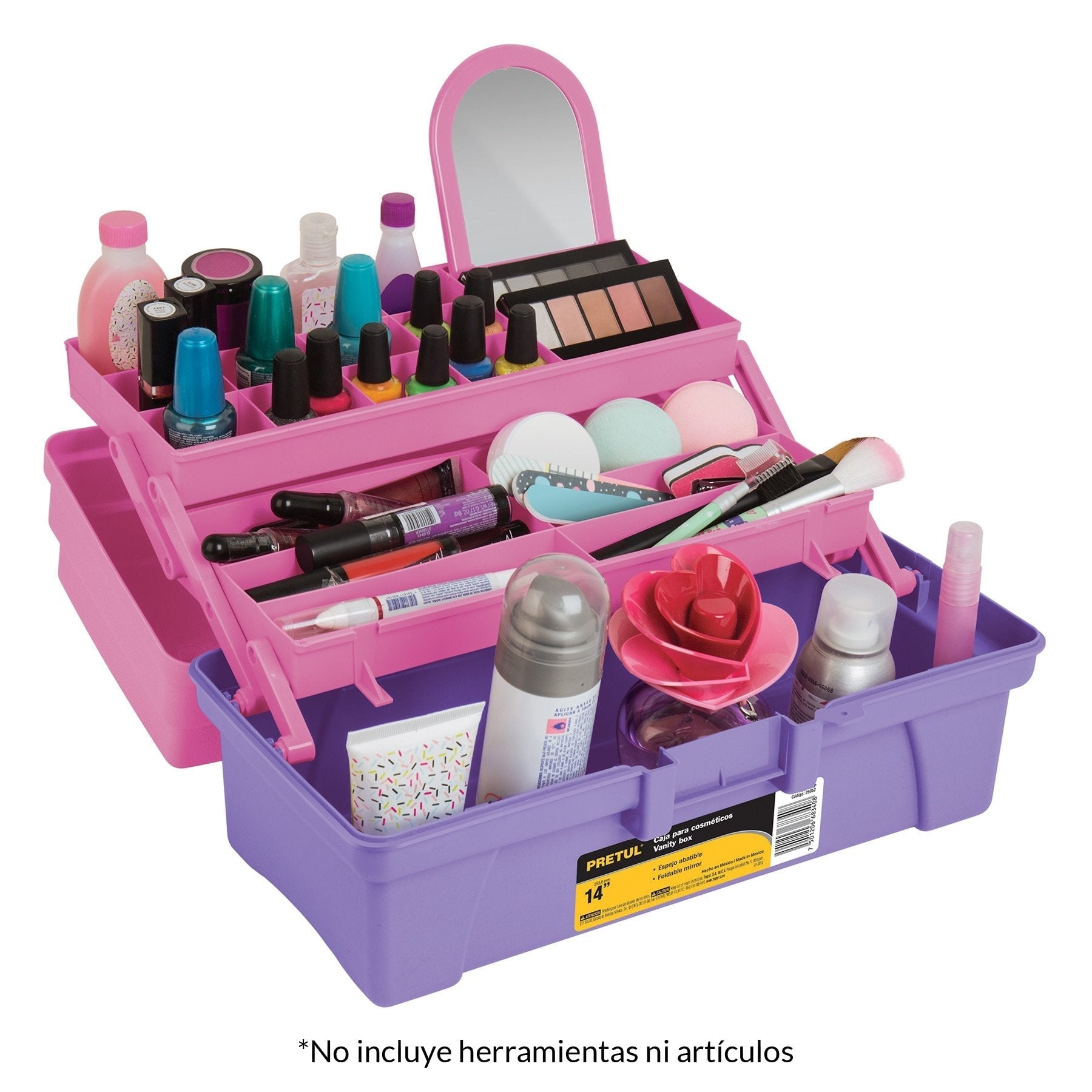 Caja cosmetiquera 14", rosa/morado, Pretul